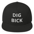 Nasty Tee's Dig Bick spoonerism flat bill cap, skull badge graphic, unisex