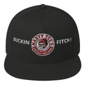 Nasty Tee's Buckin Fitch spoonerism flat bill cap, skull badge graphic, unisex