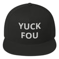 Nasty Tee's Yuck Fou spoonerism flat bill cap, skull badge graphic, unisex

