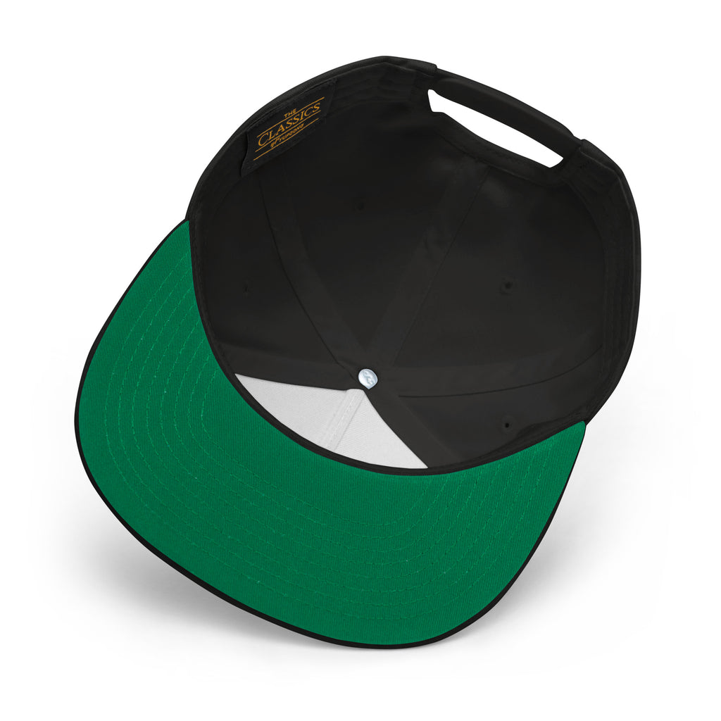 Nasty Tee's Yuck Fou! spoonerism flat bill cap, skull badge graphic, unisex