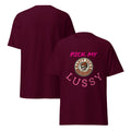Nasty Tee's Pick My Lussy spoonerism t-shirt, skull badge graphic, unisex