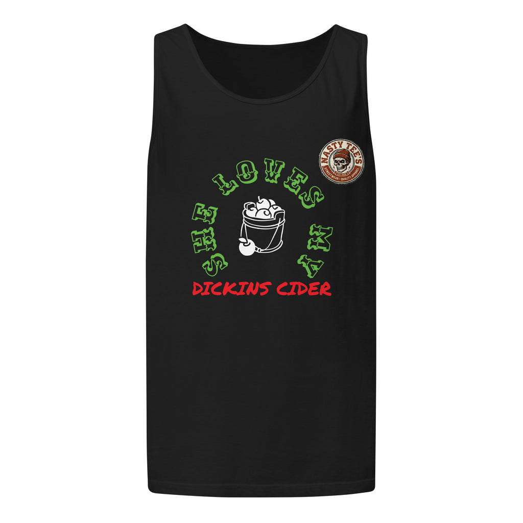 Nasty Tee's She Loves My Dickins Cider spoonerism garment dyed tank, skull badge graphic, unisex