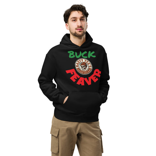 Nasty Tee's Buck Feaver spoonerism oversized hoodie, skull badge graphic, unisex
