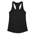 Looking For Joe Blob women's racerback tank top in black, back view